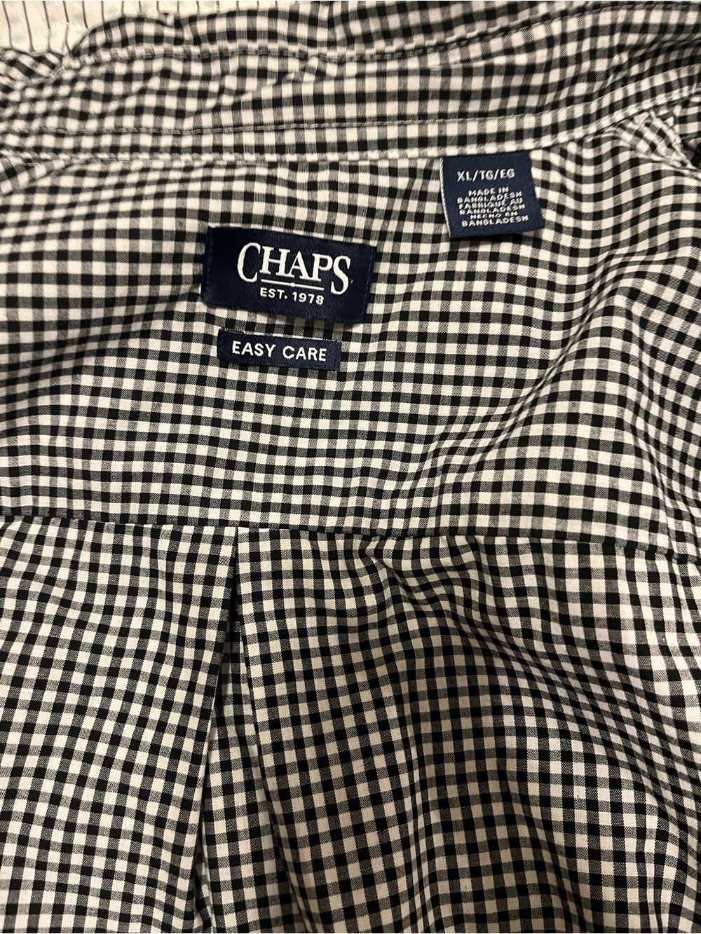 Chaps Black & White Gingham Button-Down Shirt